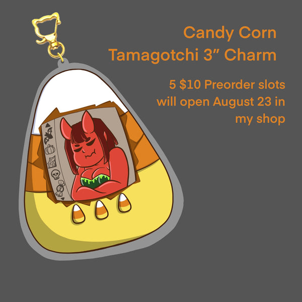 Candy Corn and Demon Girl Tamagotchi 3” Charm