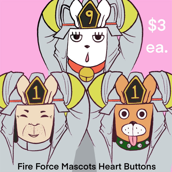 Fire Force Mascots Heart Button